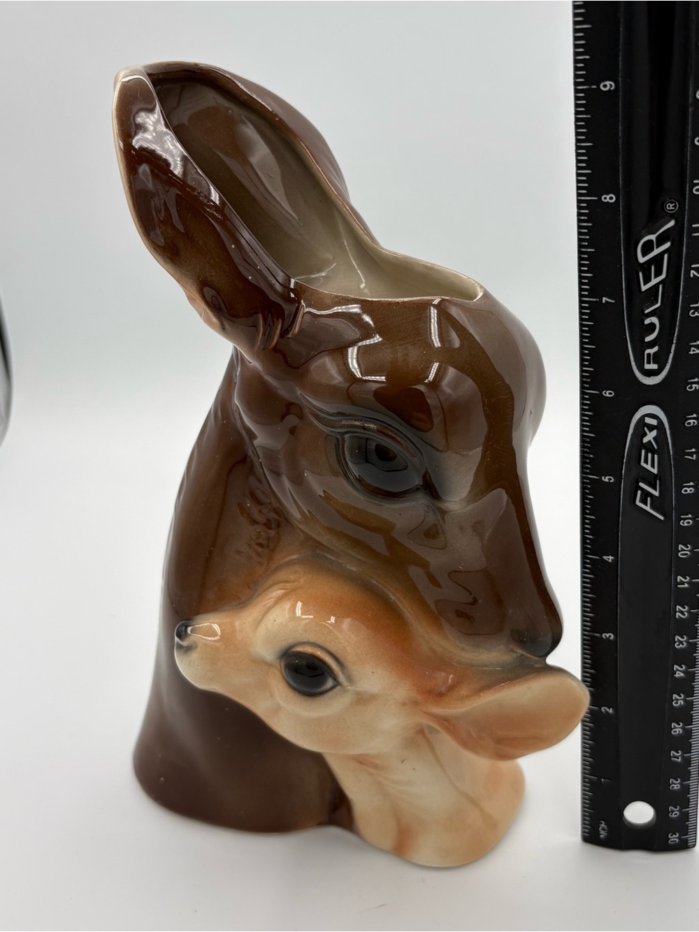 MCM 1950’s Royal Copley American Pottery Deer & Fawn Vase Planter USA Earthtones